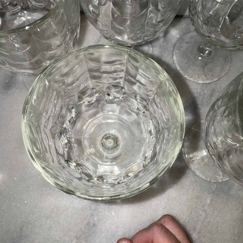 Set Of 6 VTG Bartlett Collin's THUMBPRINT/drape Optic Design GLASS GOBLET GW0001